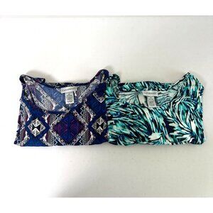 Catherines Cold Shoulder Top Size 2X Multicolor Geometric Floral Lot of 2 Shirts